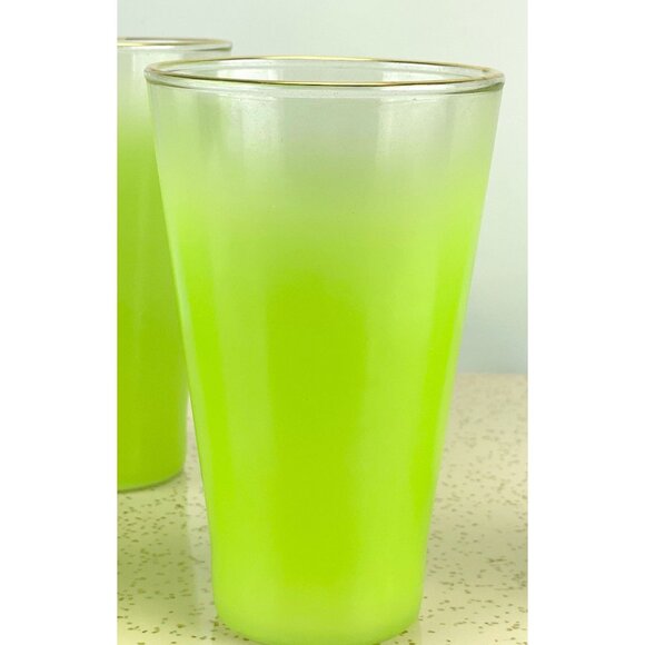 Vintage Blendo 11 oz tumblers, lime green ombre frosted glass, set of 4 - Picture 4 of 8